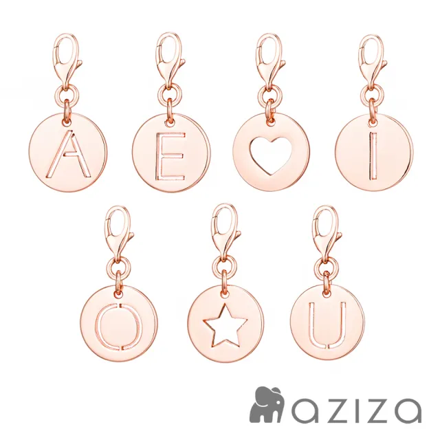 【aziza】玫瑰金縷空圓盤吊飾(多款任選)