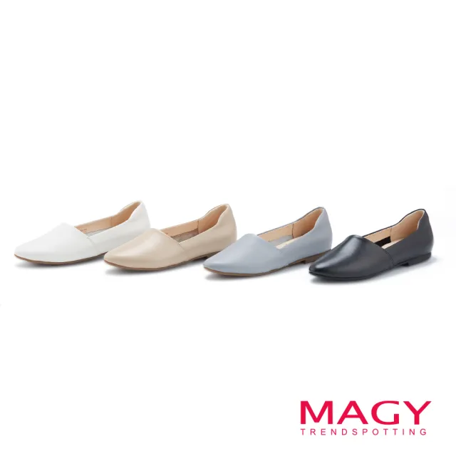 【MAGY】樂活真皮素面平底鞋(裸色)