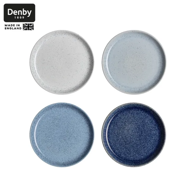 【DENBY】藍色藝匠4色早餐邊盤禮盒