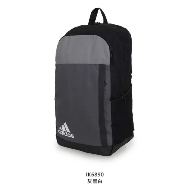 【adidas 愛迪達】大型後背包-雙肩包 肩背包 旅行包 18.5L 愛迪達 灰黑白(IK6890)