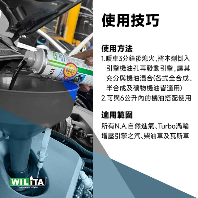 【WILITA 威力特】抗磨修補引擎機油精 超值3入組(汽、柴油車適用)