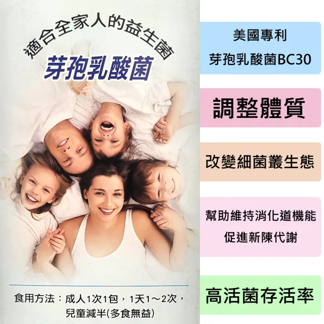 活益菌/益生菌 2gX30包(芽孢乳酸菌BC30/木寡糖/維生素B1/果寡糖)