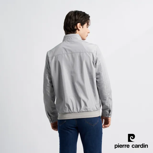 【pierre cardin 皮爾卡登】網路獨家 男款 防風防撥水格紋立領夾克外套-灰色(7215663-92)