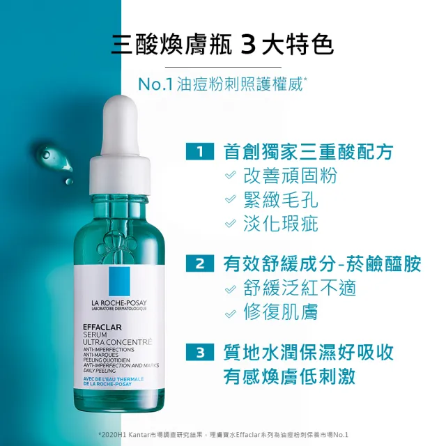 【理膚寶水】淨痘控油雙星組★極效三重酸煥膚精華30ml+毛孔緊緻控油保濕乳 40ml_C(煥膚去粉刺/痘疤)