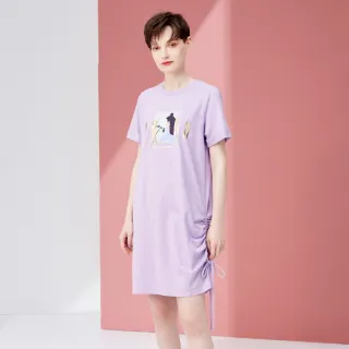 【Chudan 初丹】薰衣草紫抽繩棉質洋裝
