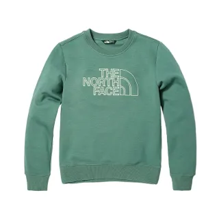 【The North Face 官方旗艦】北面兒童綠色品牌大尺寸LOGO休閒大學T｜8746I0F