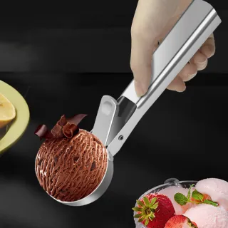 【Dagebeno荷生活】430不鏽鋼按壓彈起冰淇淋勺家用挖冰淇淋加長冰勺(小號2入)