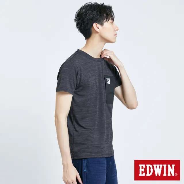 【EDWIN】男裝 EFS 貼袋涼感LOGO短袖T恤(黑色)