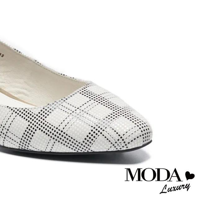 【MODA Luxury】簡約時尚獨特透明造型低跟鞋(黑格)