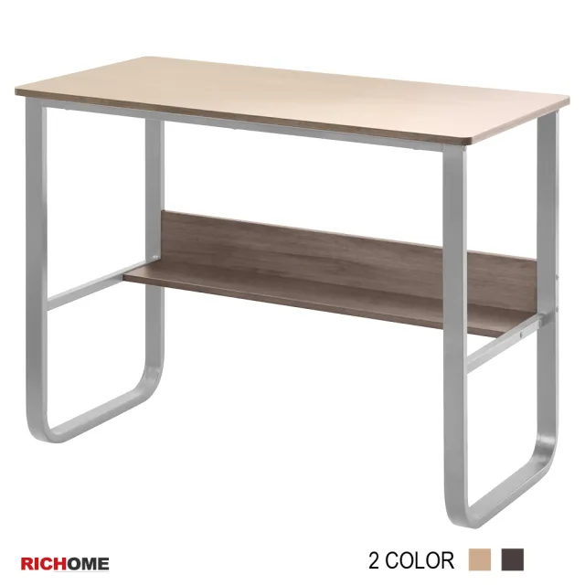 【RICHOME】華特100CM收納工作桌/書桌/電腦桌/辦公桌(U型鐵腳加粗-2色可選)