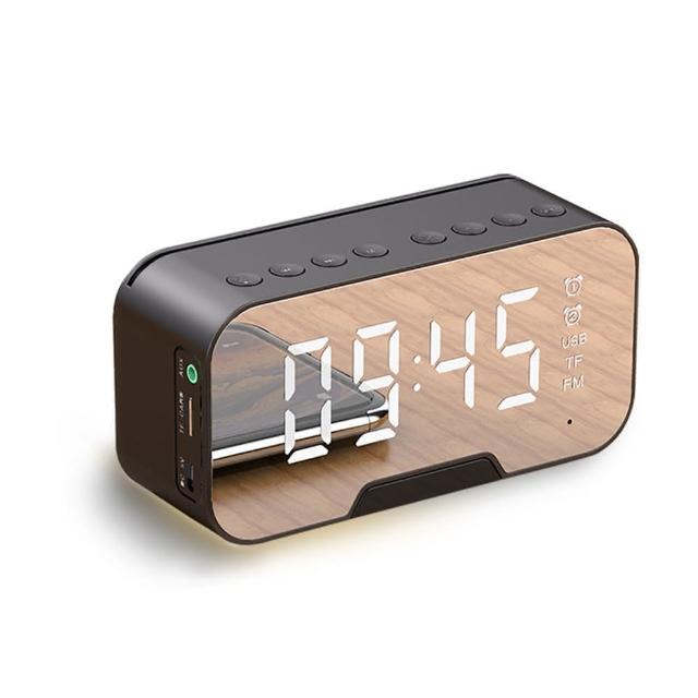 【ANTIAN】鏡面時鐘無線藍牙喇叭 鬧鐘 免持通話 重低音 智能降噪迷你喇叭 小夜燈 高音質小音響 