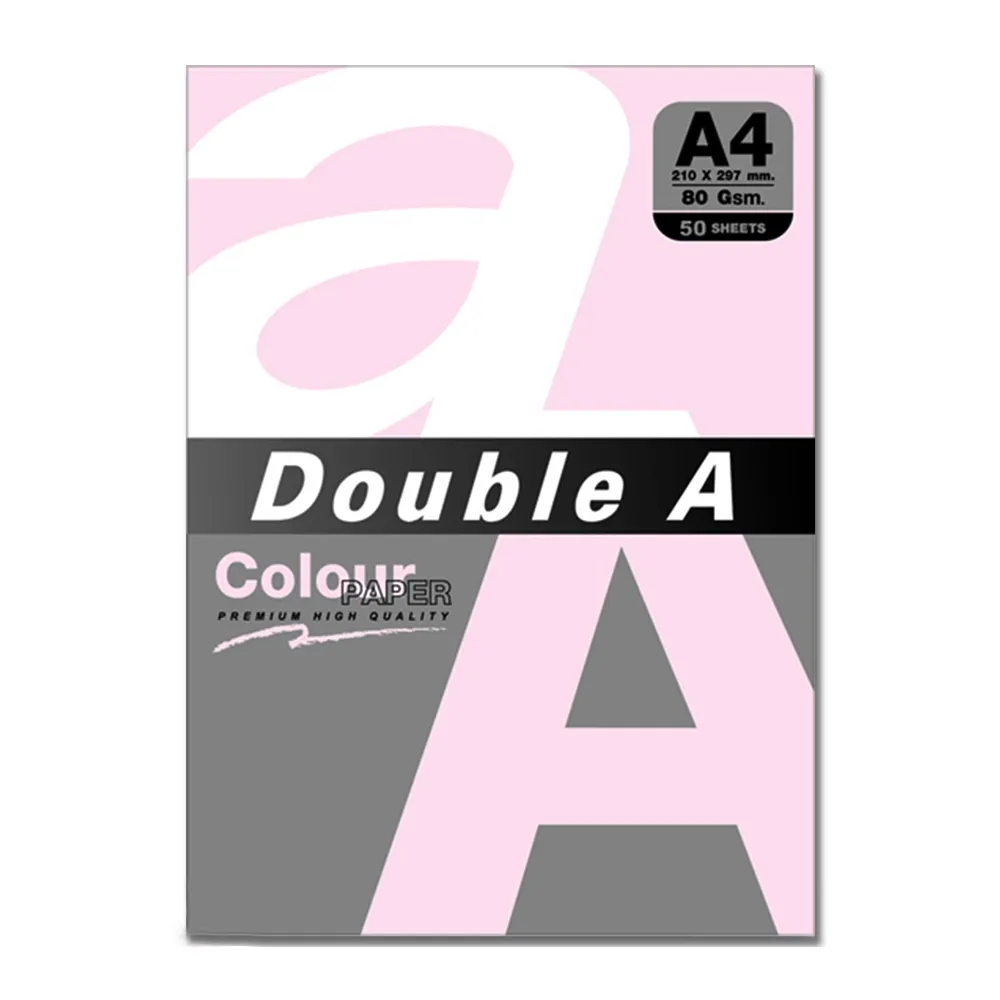 【Double A】80g彩色影印紙-粉紅色50入-DAI55(4包/組)