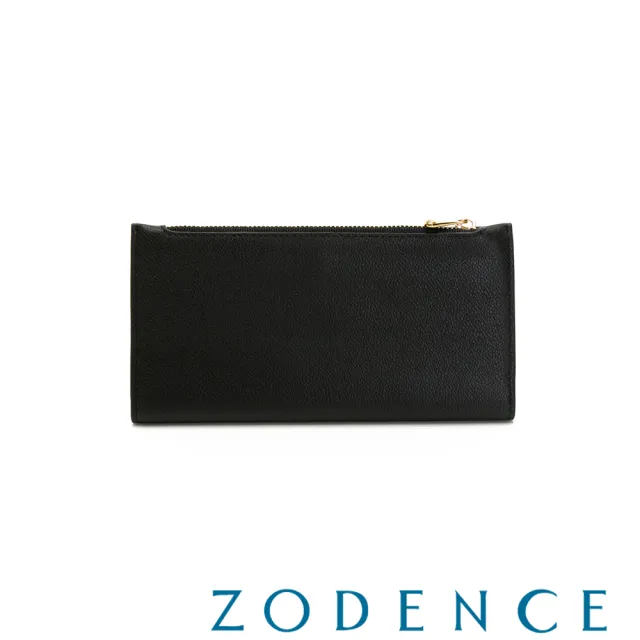 【ZODENCE 佐登司】LIZ進口牛皮對開輕薄長夾(黑)