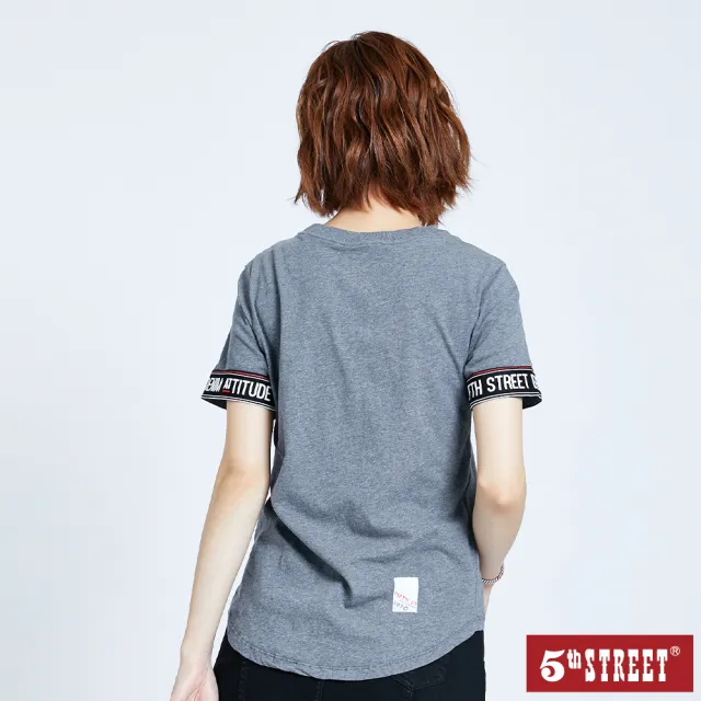 【5th STREET】雙11 女裝 短袖 短t 上衣 t恤 TEE 灰色(570738)