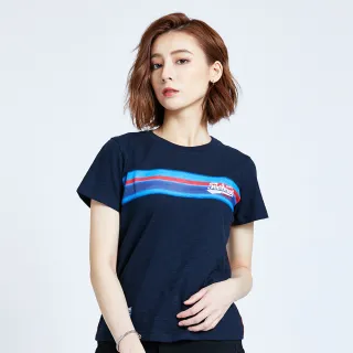 【5th STREET】女美式漸層彩圖短袖T恤-黑藍