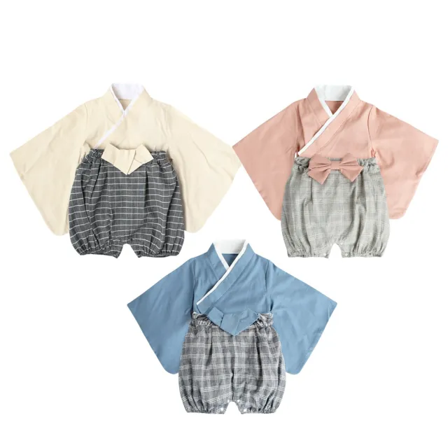 【Baby 童衣】任選 寶寶造型服套裝 二件式日本和服套裝 12002(淺米黃)