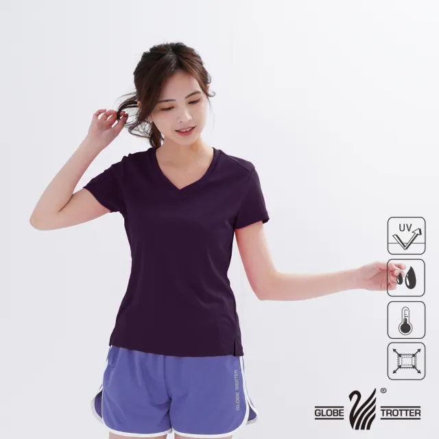 【遊遍天下】MIT台灣製女性款抗UV防曬涼感吸濕排汗短袖V領衫 玫紅(圓領 T恤GS2003(T恤 S-3L大尺碼)