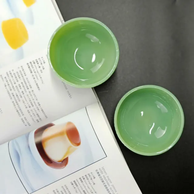 【BonBon naturel】日本進口綠玻璃花球甜點杯-2入(玻璃餐具 餐具 甜點杯 冰淇淋杯 法式)