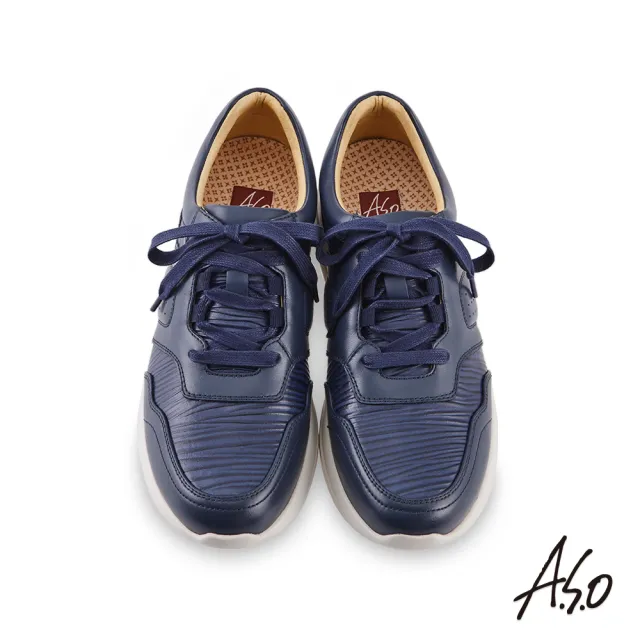【A.S.O 阿瘦集團】機能休閒 勁步健康異材綁帶休閒鞋(藍)