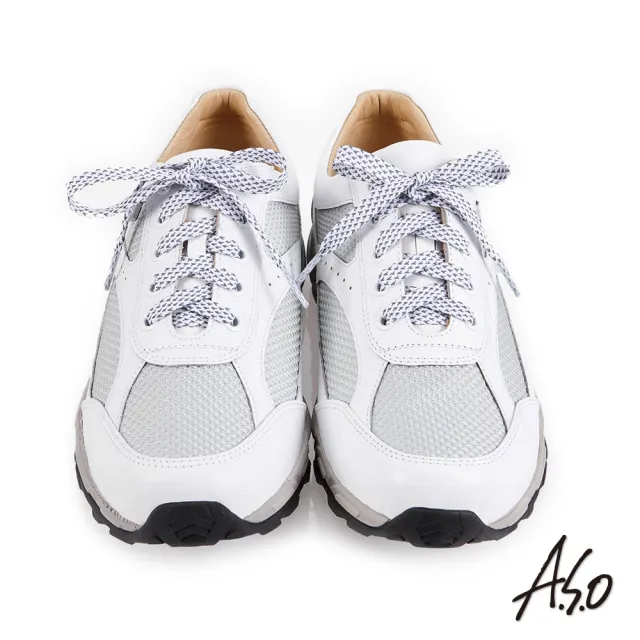 【A.S.O 阿瘦集團】戶外健走 前彈性後避震II代網布拼接休閒鞋(白)