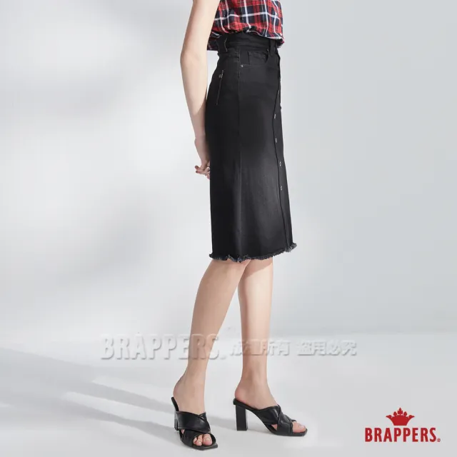 【BRAPPERS】女款 新美腳 ROYAL系列-彈性排釦七分裙(黑)