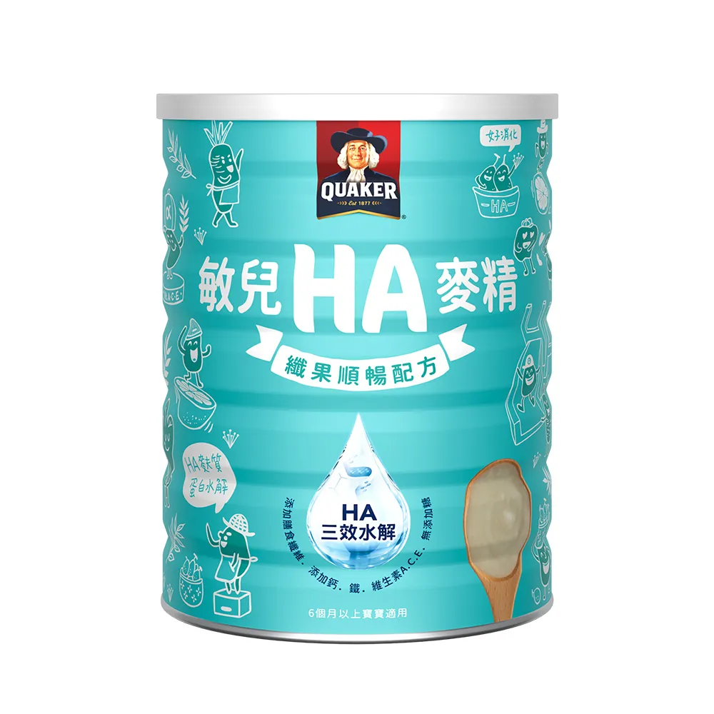 【QUAKER 桂格】敏兒HA麥精700g/罐(纖果順暢配方/五種水果配方)