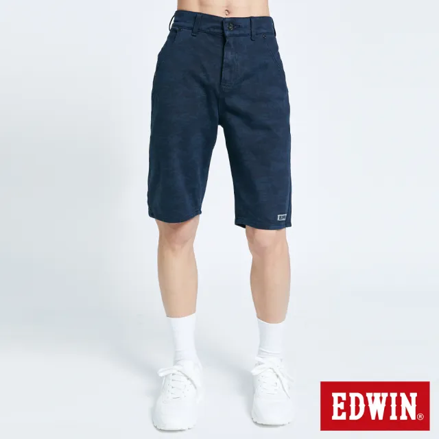 【EDWIN】男裝 JERSEYS 棉涼感迷彩EJ2迦績短褲(黑藍色)