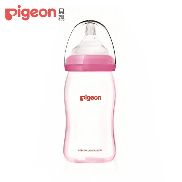 【Pigeon貝親 官方直營】矽膠護層寬口母乳實感玻璃奶瓶160ml(2色)