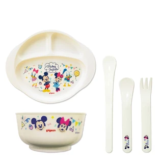 【Pigeon 貝親】迪士尼兒童餐具組(湯碗+餐盤+叉匙三入組)