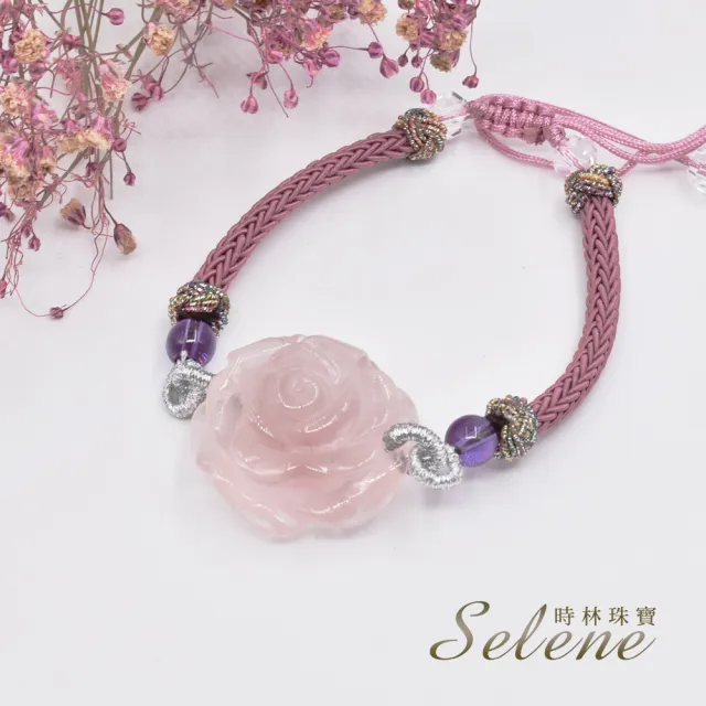 【Selene】玫瑰花造型粉晶手鍊