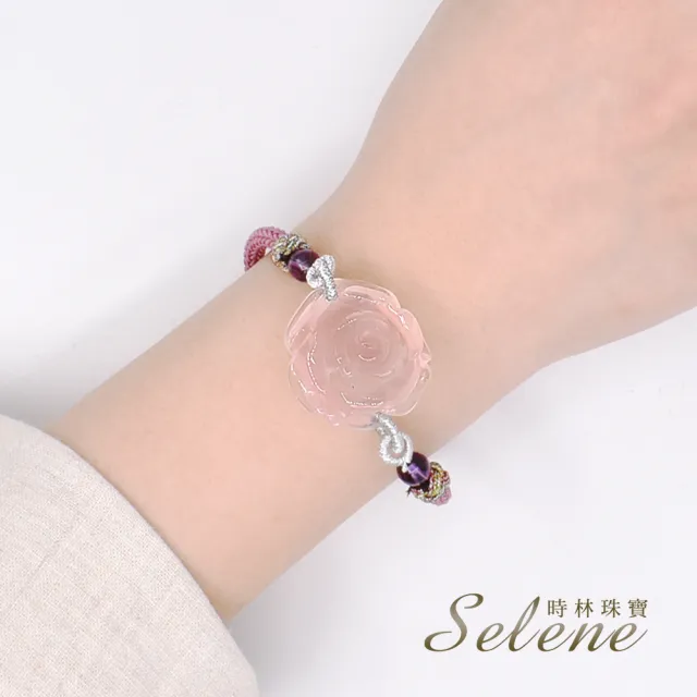 【Selene】玫瑰花造型粉晶手鍊