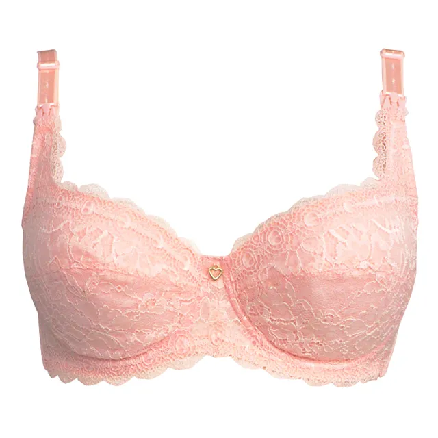 【Gennies 奇妮】哺乳內衣 美型蕾絲軟鋼圈內衣 歐歐咪妮(蜜桃粉)
