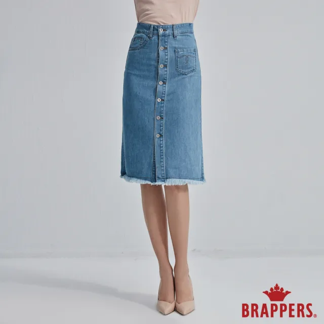 【BRAPPERS】女款 新美腳 ROYAL系列-全棉排釦七分裙(淺藍)