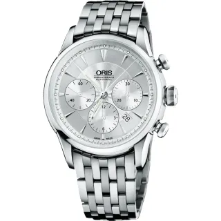 【ORIS 豪利時】Artelier 復刻三眼計時機械腕錶-銀/44mm 新年 禮物 推薦(0167676034051-0782273)