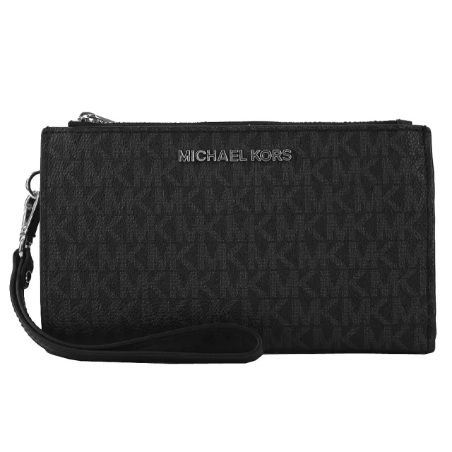 【Michael Kors】JET SET  Logo PVC＆十字紋防刮皮革雙層手掛式手機長夾(2色)