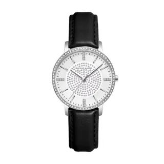 【HANNAH MARTIN】時尚璀璨鑲鑽女錶-皮革帶(HM-1074)