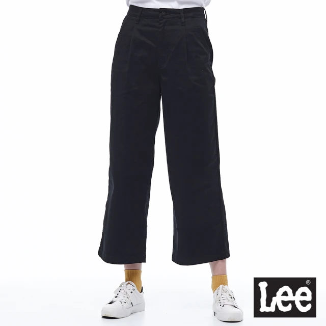 【Lee 官方旗艦】女裝 休閒褲 / 極簡風 純色寬褲 氣質黑(LL200087K11)