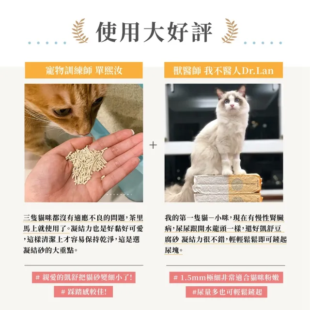 【Kysonpet 凱舒】1.5mm極細條豆腐砂2.6KG-買5送1組(貓砂)