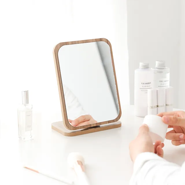 【E.dot】簡約木質折疊化妝鏡(22x16x10cm)