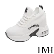 【HMH】潮流舒適透氣網布造型氣墊厚底內增高休閒運動鞋(黑)