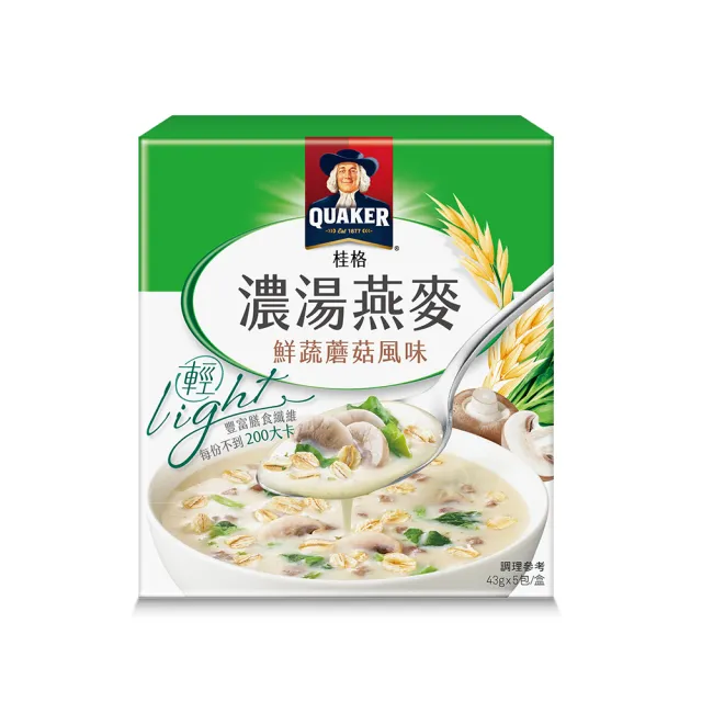 【QUAKER桂格】濃湯燕麥-鮮蔬蘑菇(43gx5包/盒)