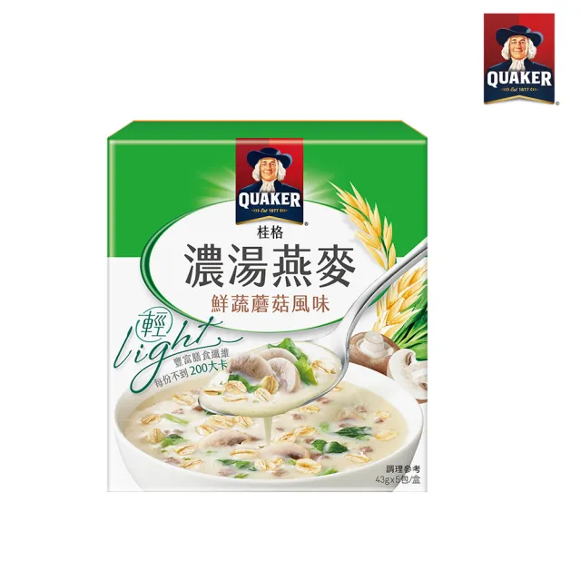 【QUAKER桂格】濃湯燕麥-鮮蔬蘑菇(43gx5包/盒)