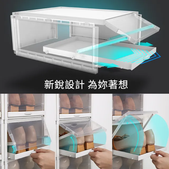 【IDEA】大號抽屜式拉抽透明收納鞋盒/鞋櫃(3入組/可疊加)