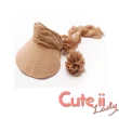 【Cute ii Lady】時尚花朵造型兩用遮陽空頂帽 可折疊戶外防曬帽(卡其)