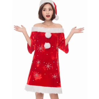 【Angel 天使霓裳】角色扮演 靜謐雪花 聖誕連身裙派對表演服(紅F)