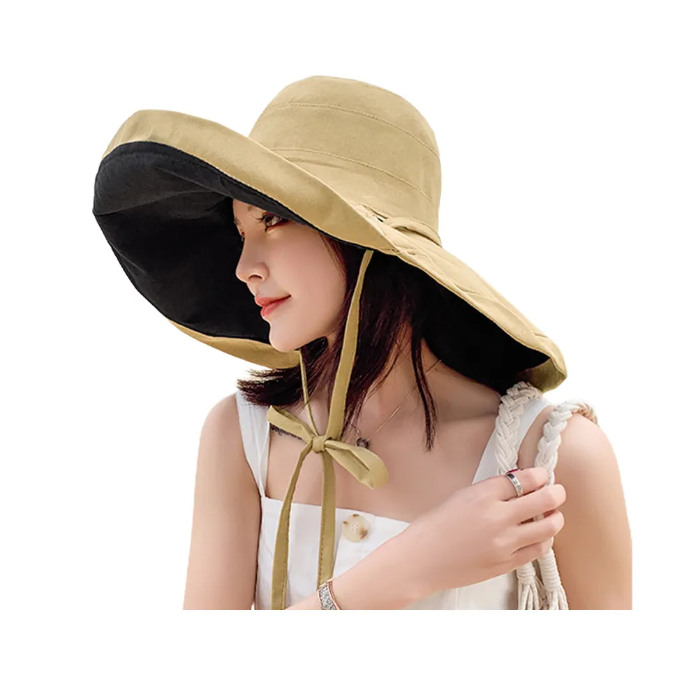 【Osun】女韓版雙色大帽緣漁夫帽百搭潮帽網紅款遮臉防曬遮陽帽(顏色任選/CE340)
