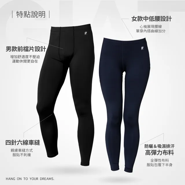 【GIAT 買1送1】UPF50+排汗男女機能九分褲/內搭褲(台灣製MIT-買1送1共2件組)