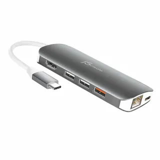 【j5create 凱捷】USB3.1 Type-C 10合1 HDMI/VGA螢幕4K顯示多功能集線器-JCD384