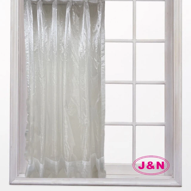 【J&N】白色透銀窗紗傳統簾-白色(150*165cm)