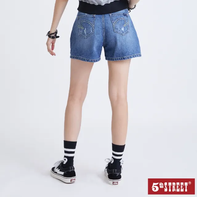 【5th STREET】雙11 女裝 短褲 牛仔短褲 丹寧 深藍(927003)